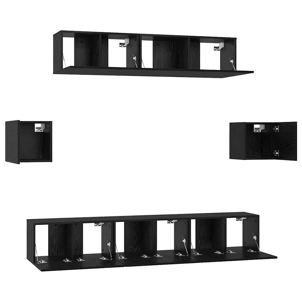 TV-Möbel-Set 7 pcs Schwarze Eiche 80 x 30 x 30 cm Holzwerkstoff