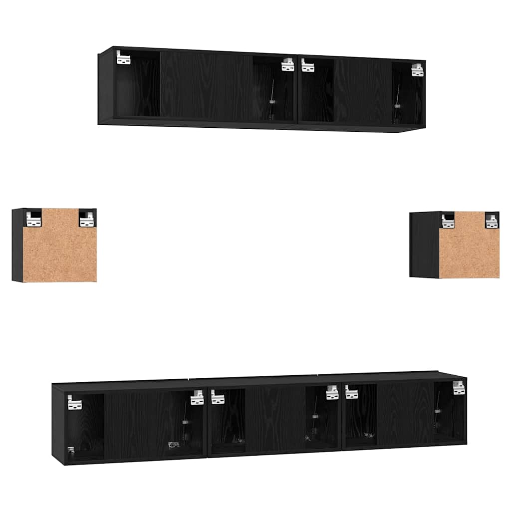 TV-Möbel-Set 7 pcs Schwarze Eiche 80 x 30 x 30 cm Holzwerkstoff