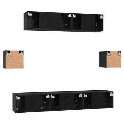 TV-Möbel-Set 7 pcs Schwarze Eiche 80 x 30 x 30 cm Holzwerkstoff