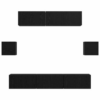 TV-Möbel-Set 7 pcs Schwarze Eiche 80 x 30 x 30 cm Holzwerkstoff