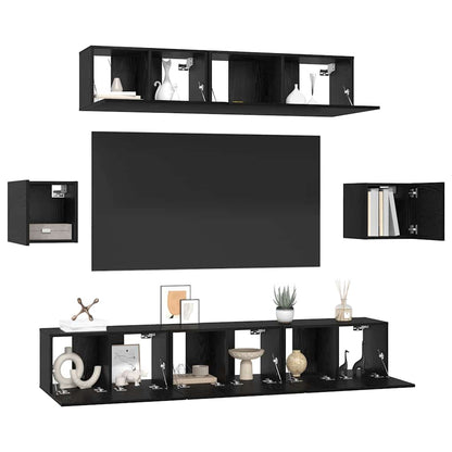 TV-Möbel-Set 7 pcs Schwarze Eiche 80 x 30 x 30 cm Holzwerkstoff