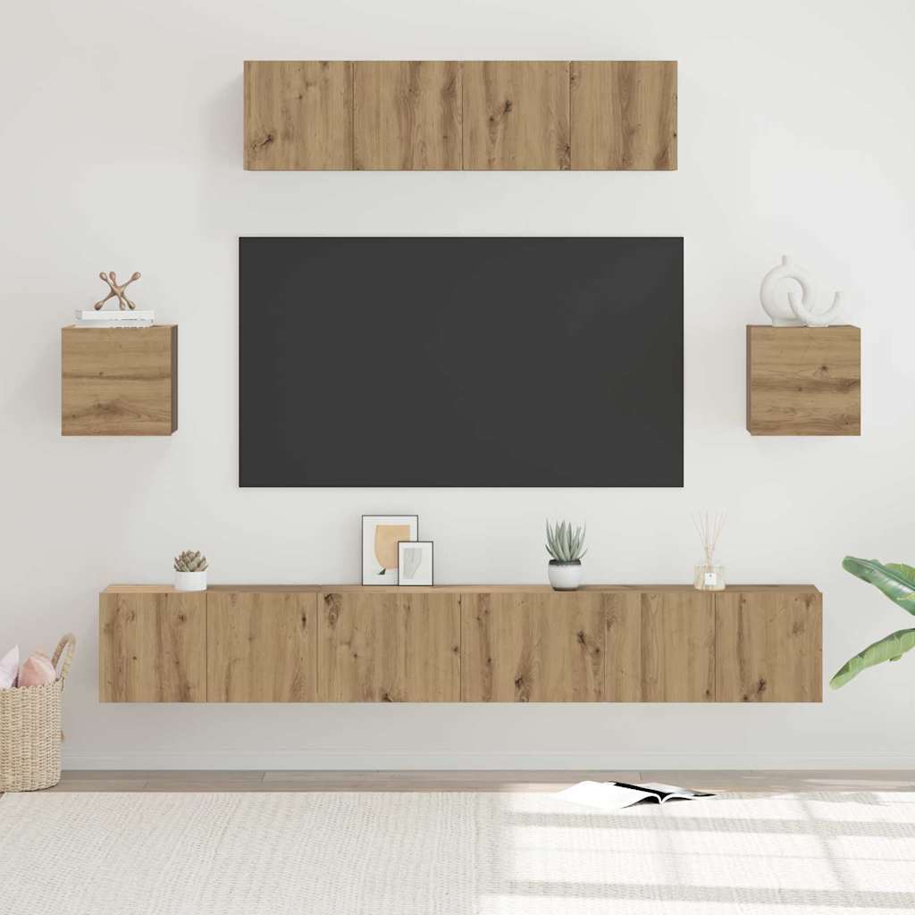 TV-Möbel-Set 7 pcs Eiche handwerklich 80 x 30 x 30 cm