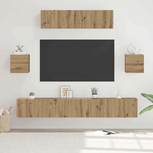TV-Möbel-Set 7 pcs Eiche handwerklich 80 x 30 x 30 cm