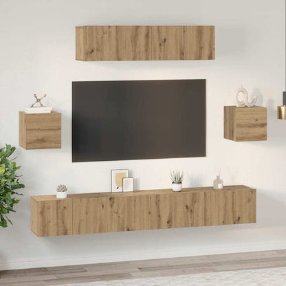 TV-Möbel-Set 7 pcs Eiche handwerklich 80 x 30 x 30 cm