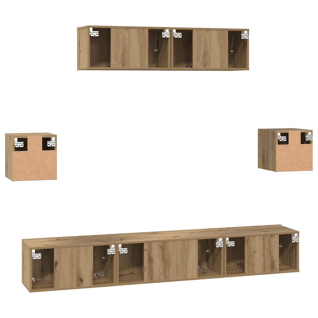 TV-Möbel-Set 7 pcs Eiche handwerklich 80 x 30 x 30 cm