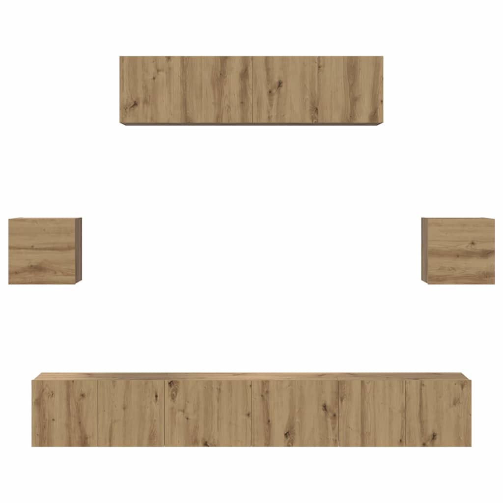 TV-Möbel-Set 7 pcs Eiche handwerklich 80 x 30 x 30 cm