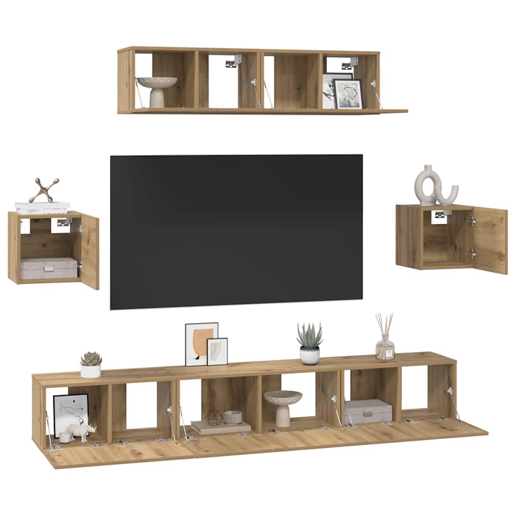 TV-Möbel-Set 7 pcs Eiche handwerklich 80 x 30 x 30 cm