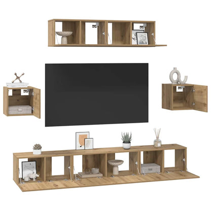 TV-Möbel-Set 7 pcs Eiche handwerklich 80 x 30 x 30 cm