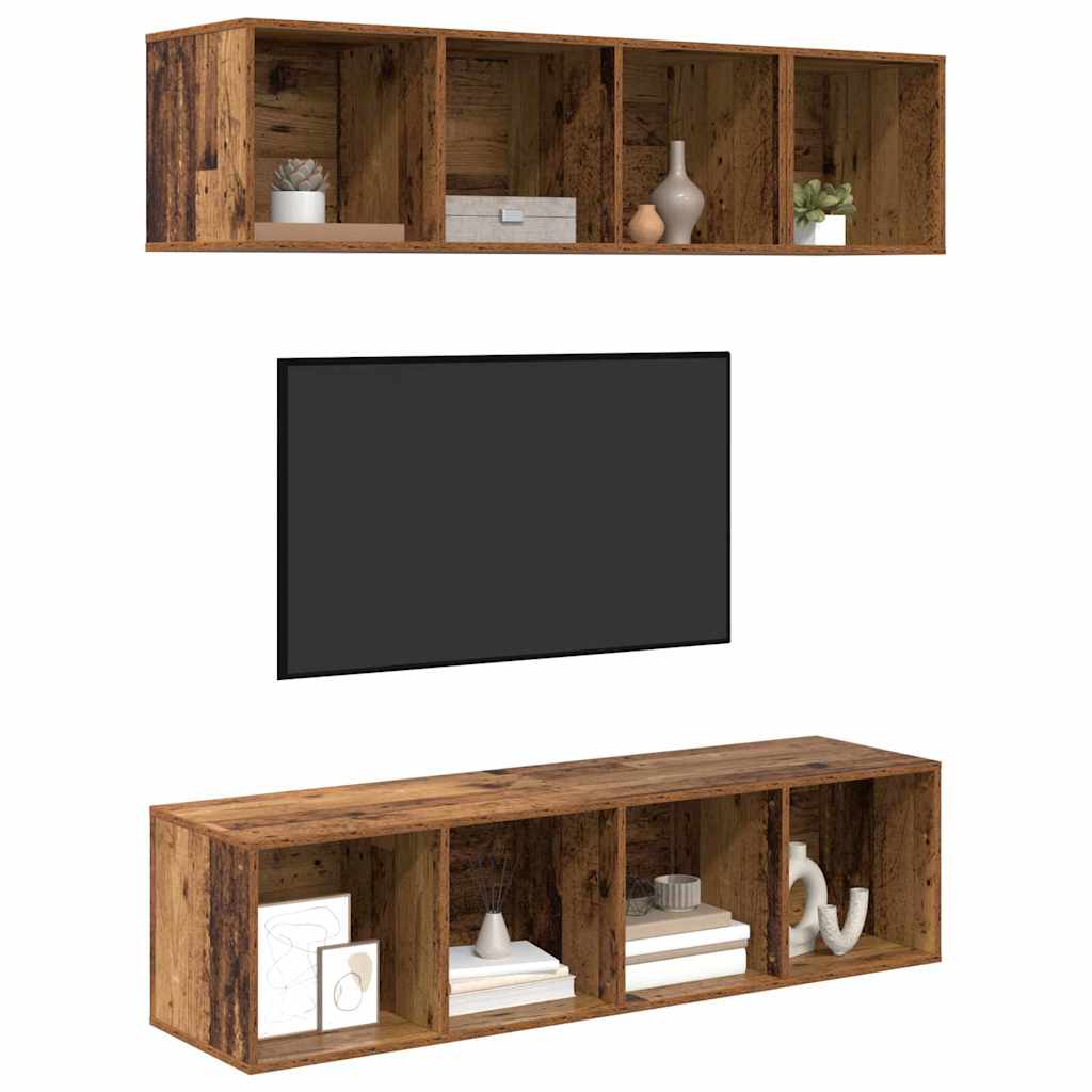 TV-Schrank Set 3 pcs Altholz Holzwerkstoff