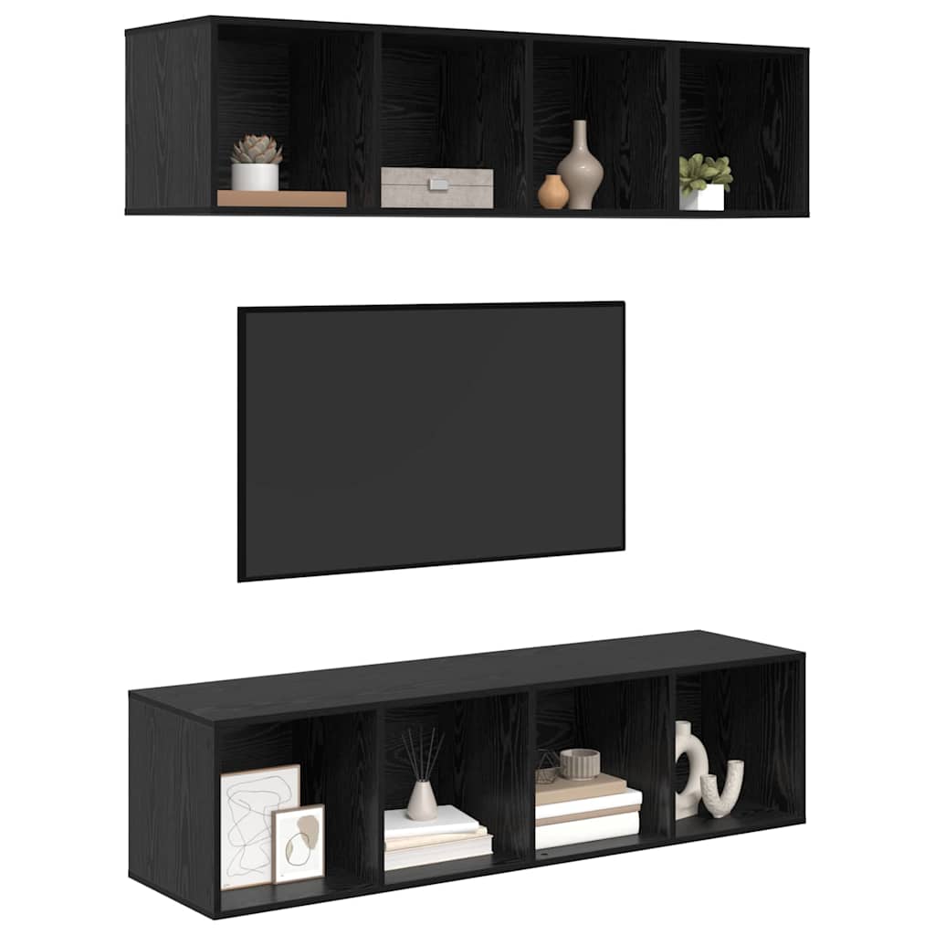 TV-Schrank Set 3 pcs Schwarze Eiche Holzwerkstoff