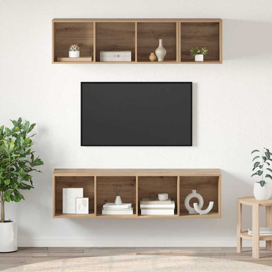 TV-Schrank Set 3 pcs Eiche handwerklich Holzwerkstoff