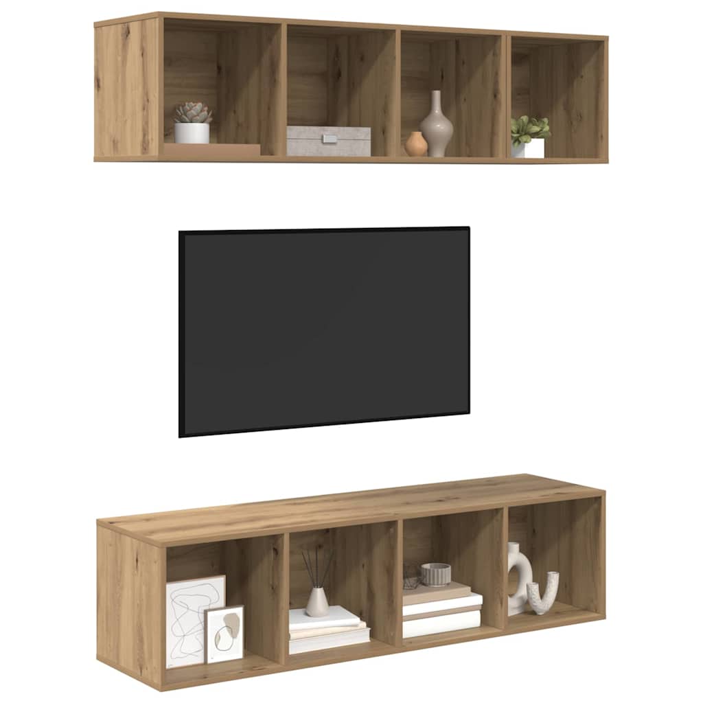 TV-Schrank Set 3 pcs Eiche handwerklich Holzwerkstoff