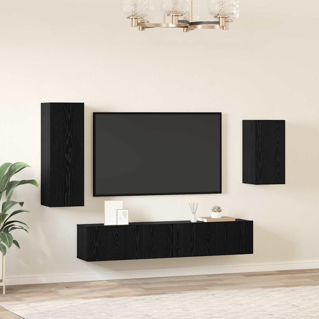 TV-Möbel-Set 4 pcs Schwarze Eiche 30,5 x 30 x 90 cm