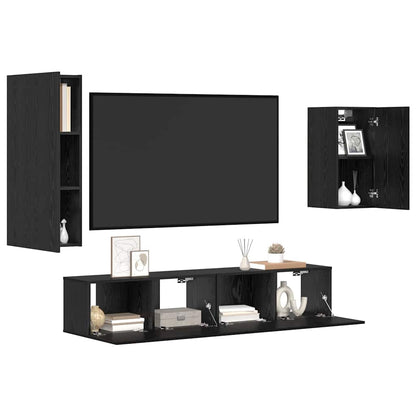 TV-Möbel-Set 4 pcs Schwarze Eiche 30,5 x 30 x 90 cm