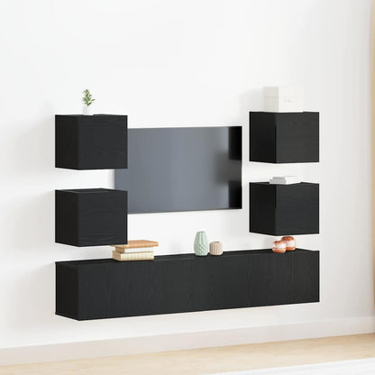 TV-Schränk 6 pcs Schwarz 160 x 30 x 30 cm Holzwerkstoff