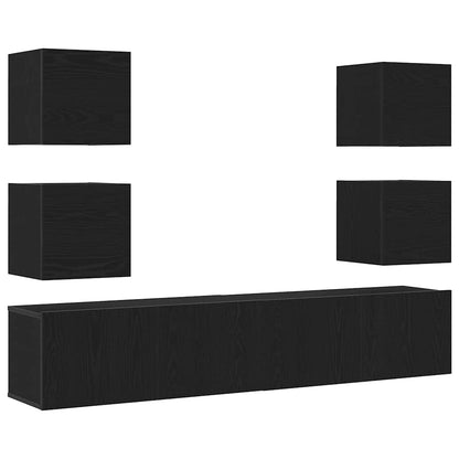 TV-Schränk 6 pcs Schwarz 160 x 30 x 30 cm Holzwerkstoff