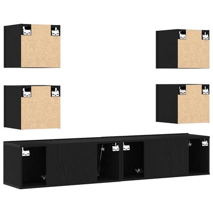 TV-Schränk 6 pcs Schwarz 160 x 30 x 30 cm Holzwerkstoff