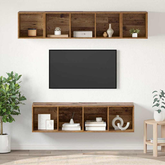 TV-Möbel-Set 4 pcs Altholz 37 x 37 x 142,5 cm Holzwerkstoff