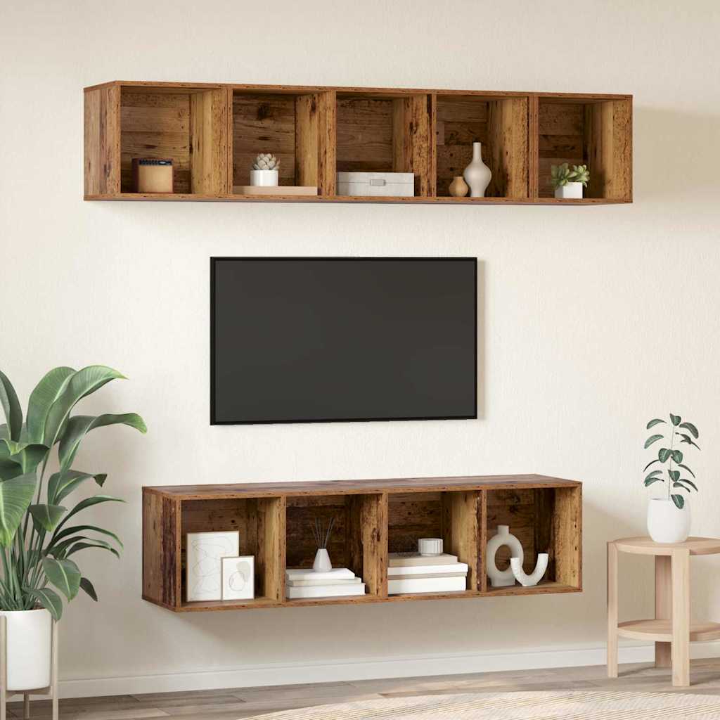 TV-Möbel-Set 4 pcs Altholz 37 x 37 x 142,5 cm Holzwerkstoff