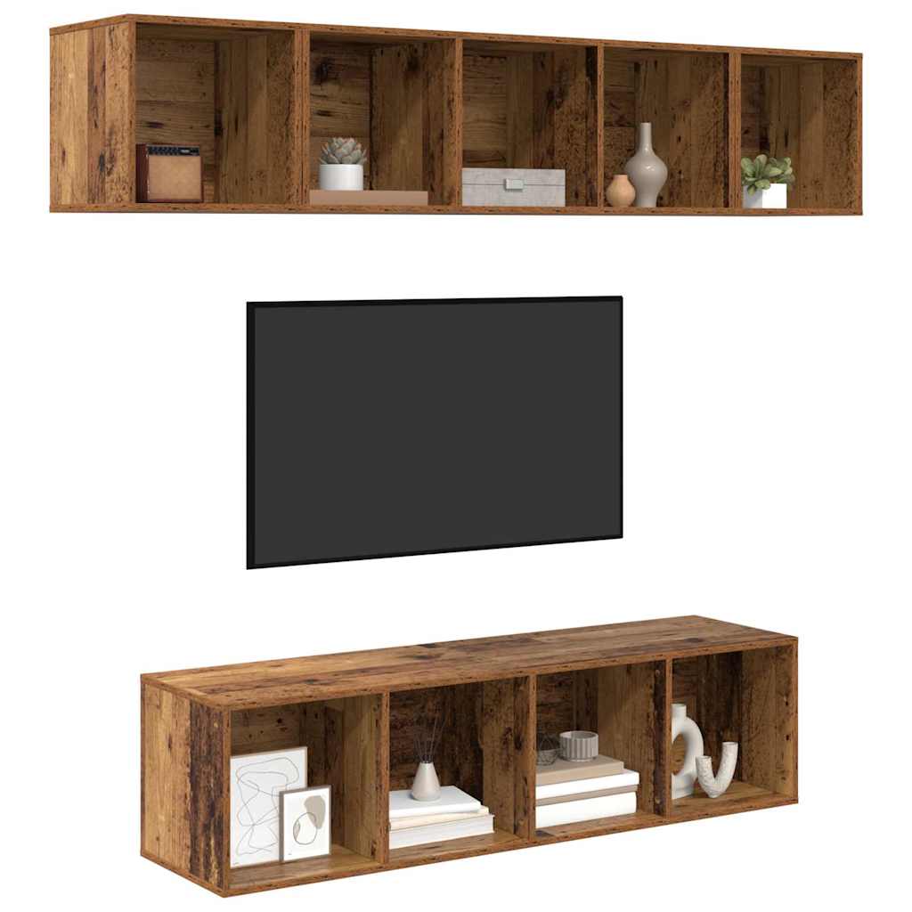 TV-Möbel-Set 4 pcs Altholz 37 x 37 x 142,5 cm Holzwerkstoff