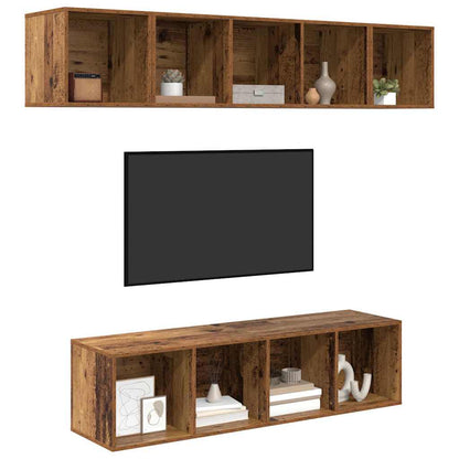 TV-Möbel-Set 4 pcs Altholz 37 x 37 x 142,5 cm Holzwerkstoff