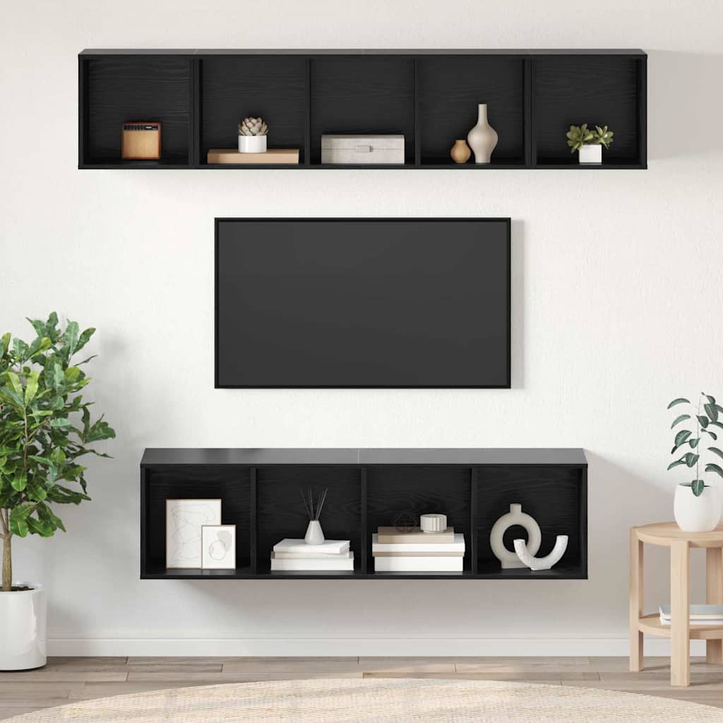TV-Möbel-Set 4 pcs Schwarze Eiche 37 x 37 x 142,5 cm