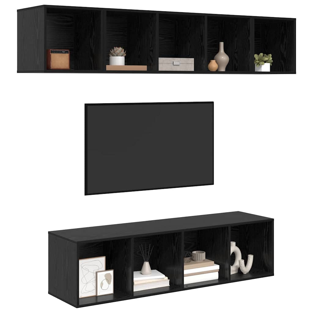 TV-Möbel-Set 4 pcs Schwarze Eiche 37 x 37 x 142,5 cm