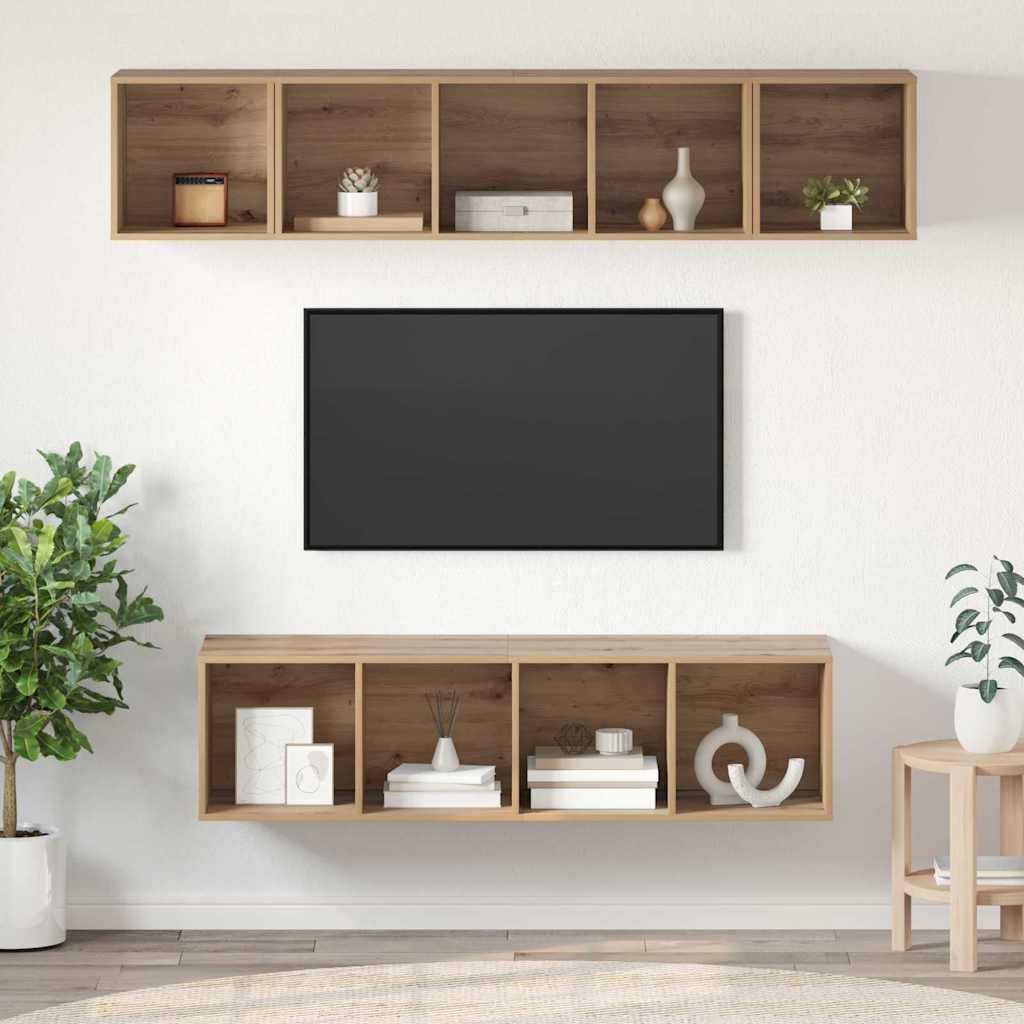 TV-Möbel-Set 4 pcs Eiche handwerklich 37 x 37 x 142,5 cm