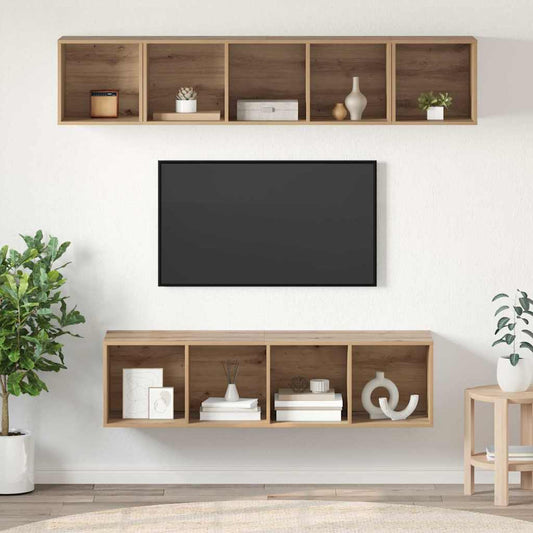 TV-Möbel-Set 4 pcs Eiche handwerklich 37 x 37 x 142,5 cm