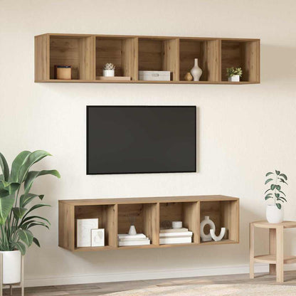 TV-Möbel-Set 4 pcs Eiche handwerklich 37 x 37 x 142,5 cm