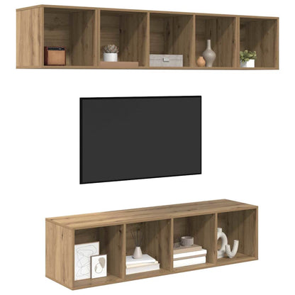 TV-Möbel-Set 4 pcs Eiche handwerklich 37 x 37 x 142,5 cm