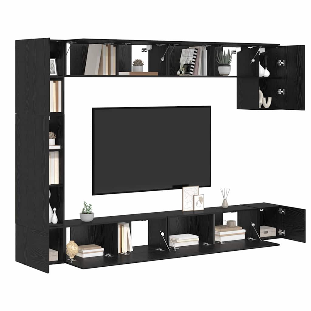 TV-Möbel-Set 9 pcs Schwarze Eiche 100 x 30 x 30,5 cm