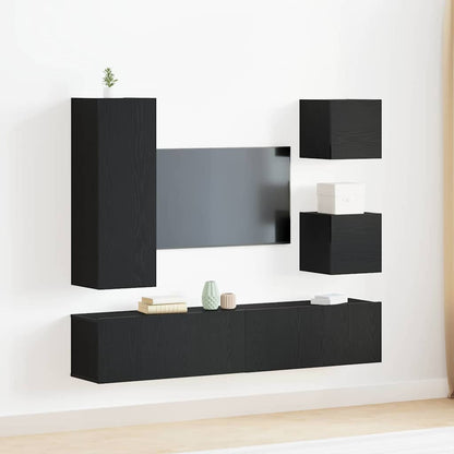 TV-Schranksystem 6 pcs Schwarze Eiche 160 x 30 x 30.5 cm