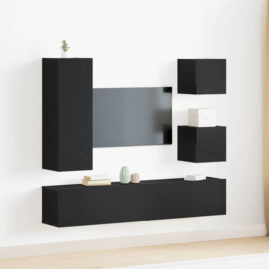 TV-Schranksystem 6 pcs Schwarze Eiche 160 x 30 x 30.5 cm