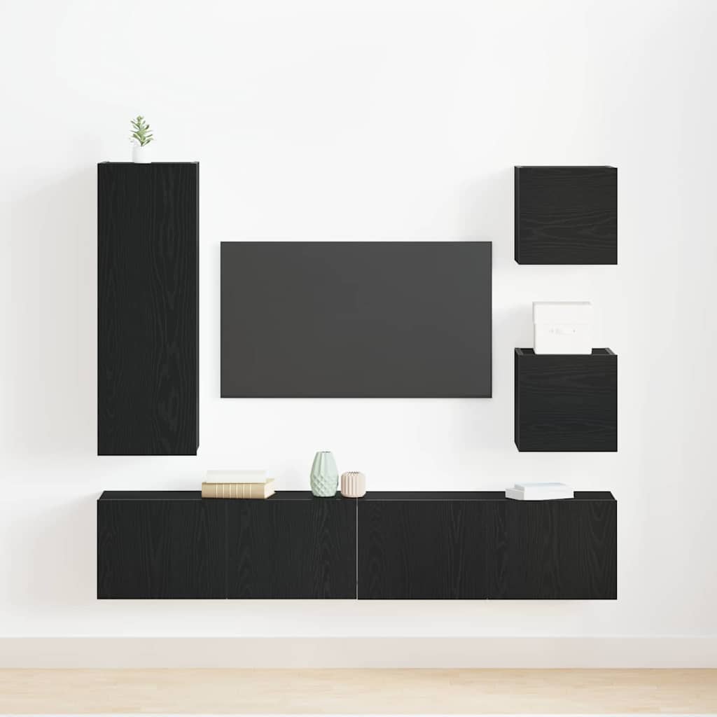 TV-Schranksystem 6 pcs Schwarze Eiche 160 x 30 x 30.5 cm