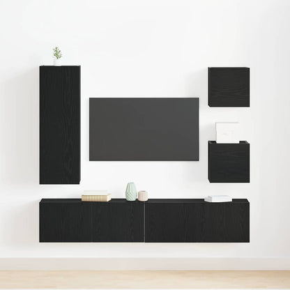 TV-Schranksystem 6 pcs Schwarze Eiche 160 x 30 x 30.5 cm
