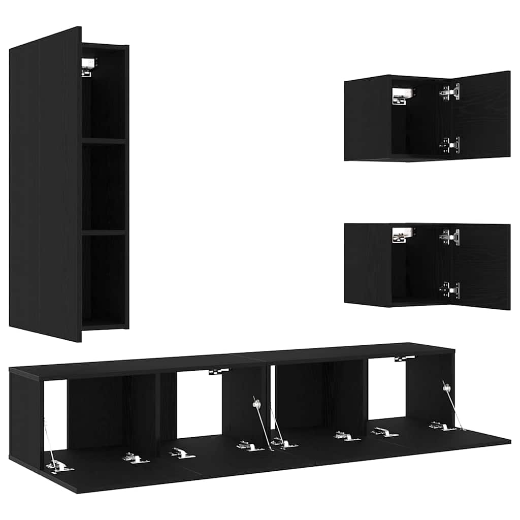 TV-Schranksystem 6 pcs Schwarze Eiche 160 x 30 x 30.5 cm