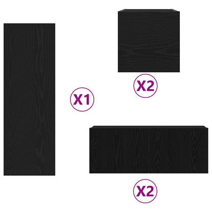 TV-Schranksystem 6 pcs Schwarze Eiche 160 x 30 x 30.5 cm