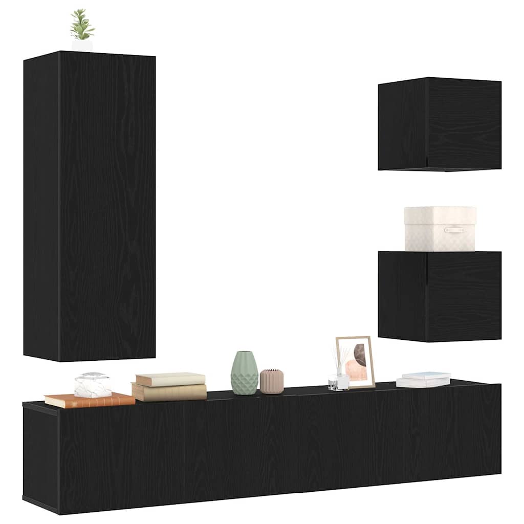 TV-Schranksystem 6 pcs Schwarze Eiche 160 x 30 x 30.5 cm