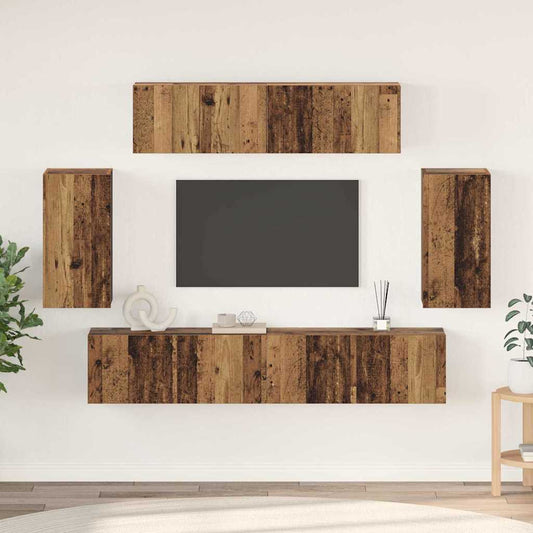 TV-Möbel-Set 6 pcs Altholz 80 x 30 x 30 cm Holzwerkstoff