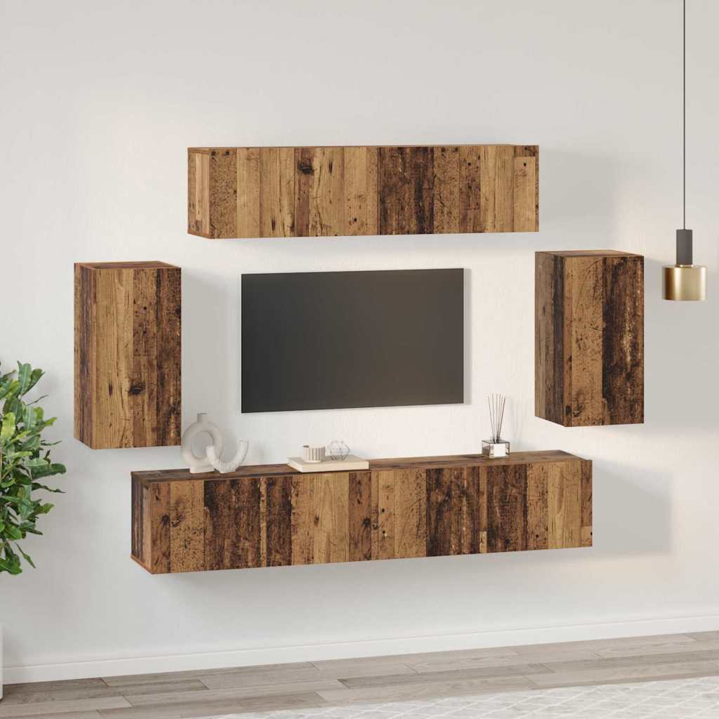 TV-Möbel-Set 6 pcs Altholz 80 x 30 x 30 cm Holzwerkstoff