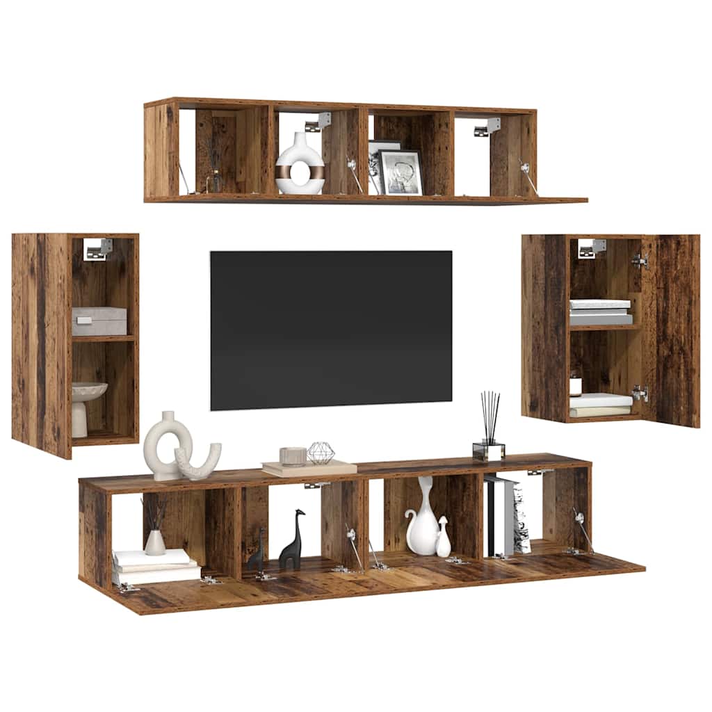 TV-Möbel-Set 6 pcs Altholz 80 x 30 x 30 cm Holzwerkstoff