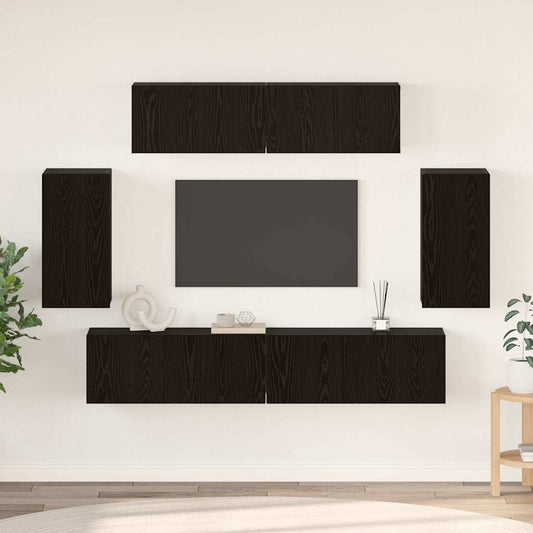 TV-Möbel-Set 6 pcs Schwarze Eiche 80 x 30 x 30 cm Holzwerkstoff