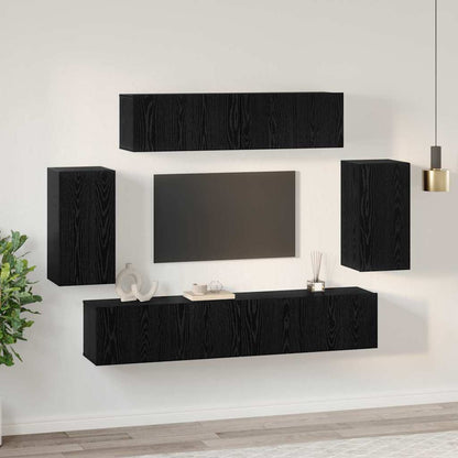 TV-Möbel-Set 6 pcs Schwarze Eiche 80 x 30 x 30 cm Holzwerkstoff