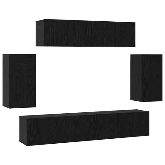 TV-Möbel-Set 6 pcs Schwarze Eiche 80 x 30 x 30 cm Holzwerkstoff