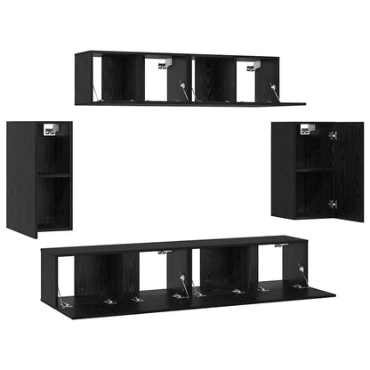 TV-Möbel-Set 6 pcs Schwarze Eiche 80 x 30 x 30 cm Holzwerkstoff