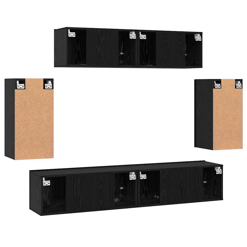TV-Möbel-Set 6 pcs Schwarze Eiche 80 x 30 x 30 cm Holzwerkstoff