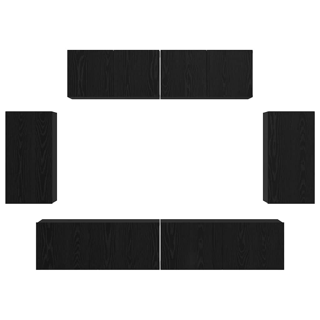 TV-Möbel-Set 6 pcs Schwarze Eiche 80 x 30 x 30 cm Holzwerkstoff
