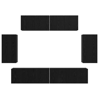TV-Möbel-Set 6 pcs Schwarze Eiche 80 x 30 x 30 cm Holzwerkstoff