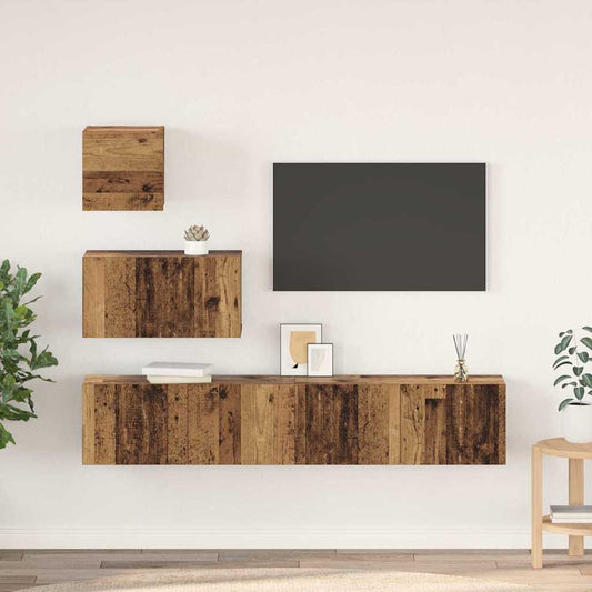 TV-Möbel-Set 4 pcs Altholz 80 x 30 x 30 cm Holzwerkstoff